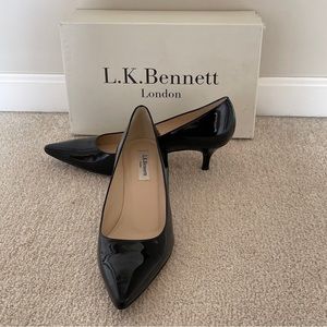 LK Bennett Minu black patent leather pumps, size 9.5